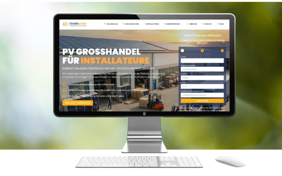 Trade Solar Webseite